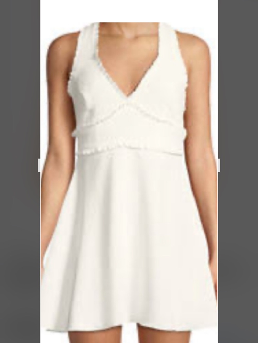 Likely white Ruffle Trim V-Neck Mini Dress